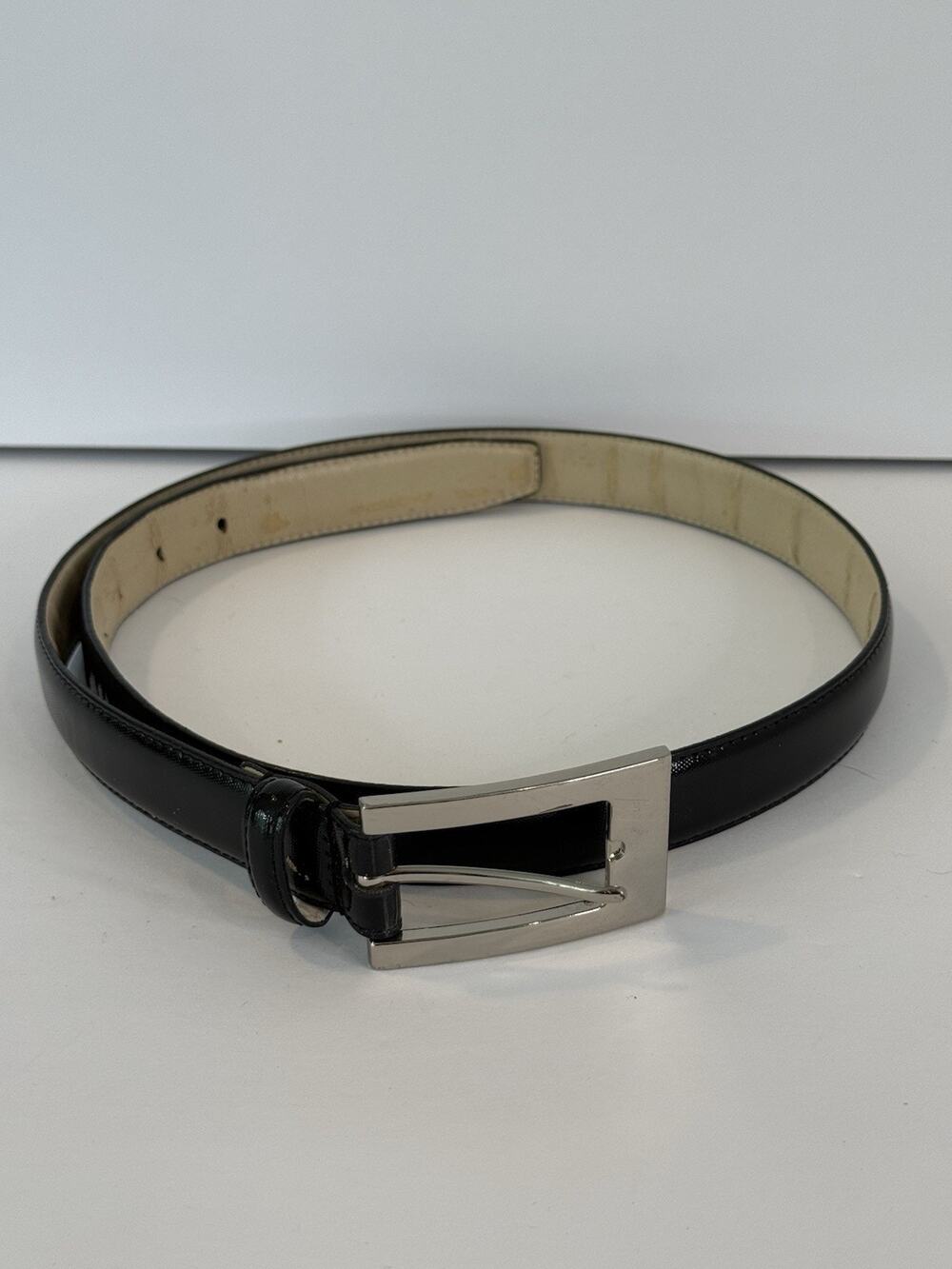 Ellen Tracy Black Genuine Italian Leather Dress Belt Women’s Large L